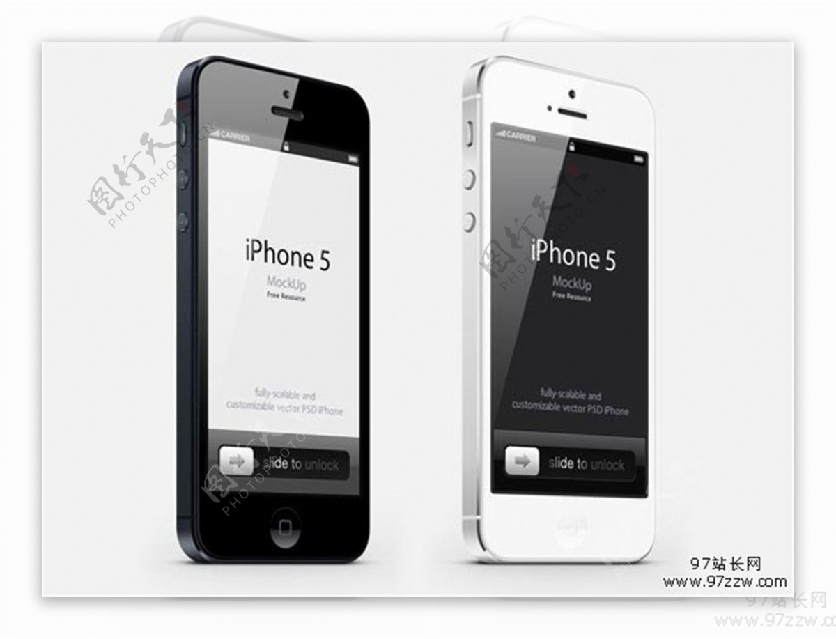 黑白2款苹果手机PSD素材免费下载