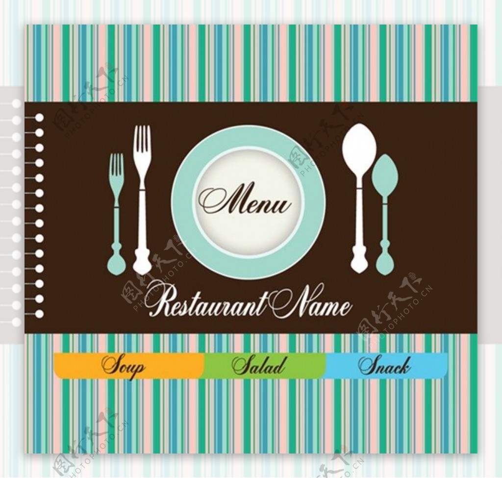 餐具和餐厅菜单矢量材料