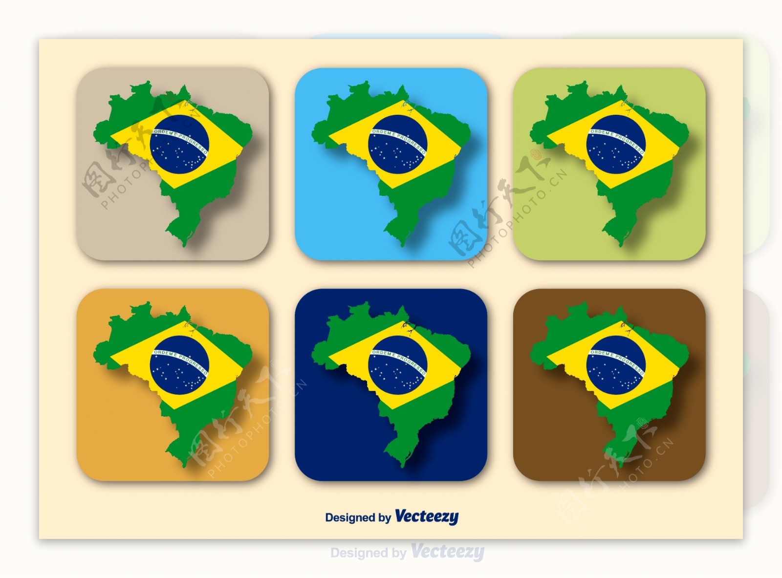 巴西地图元素图标设计