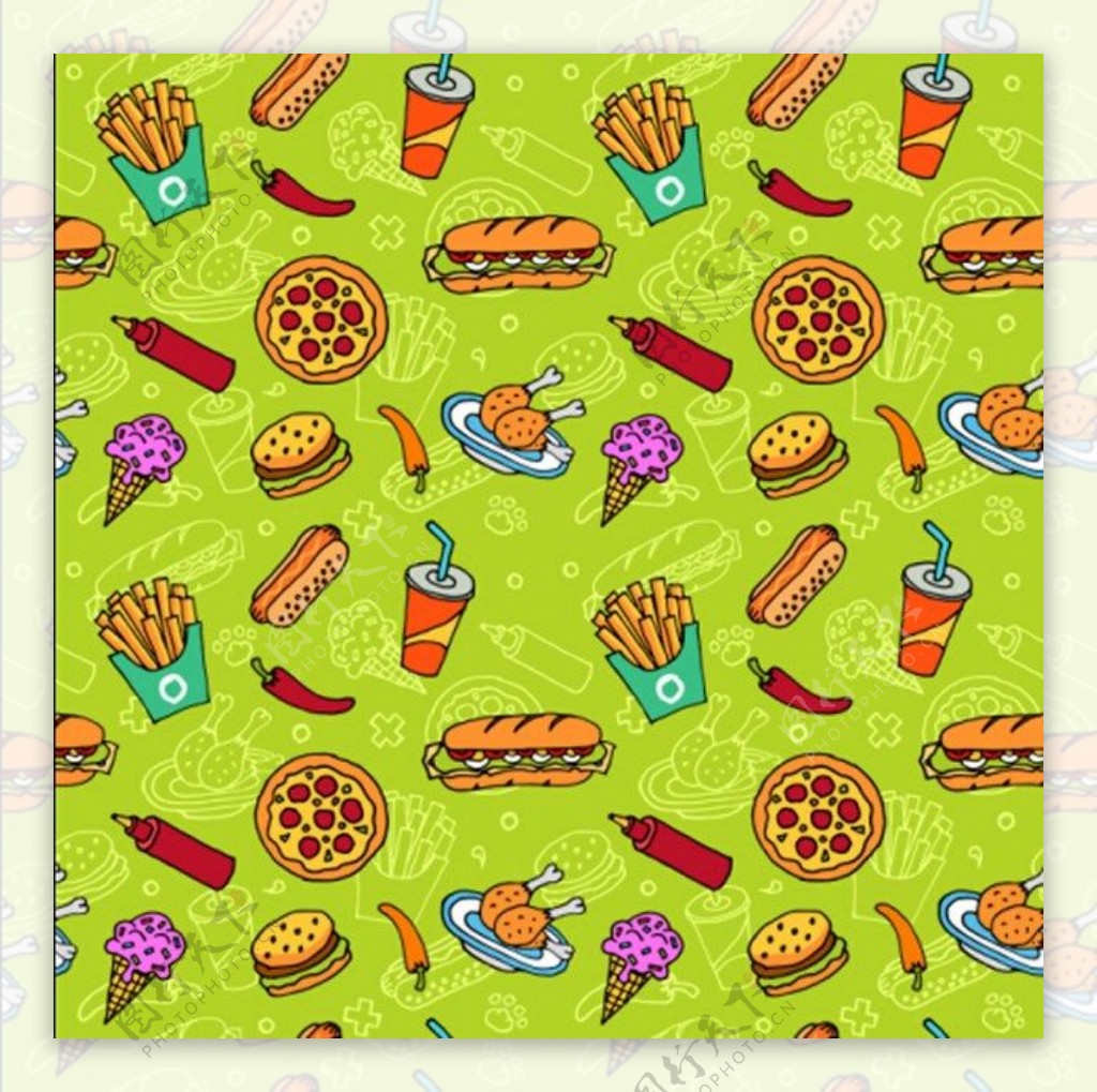 美味食物披萨薯条背景图