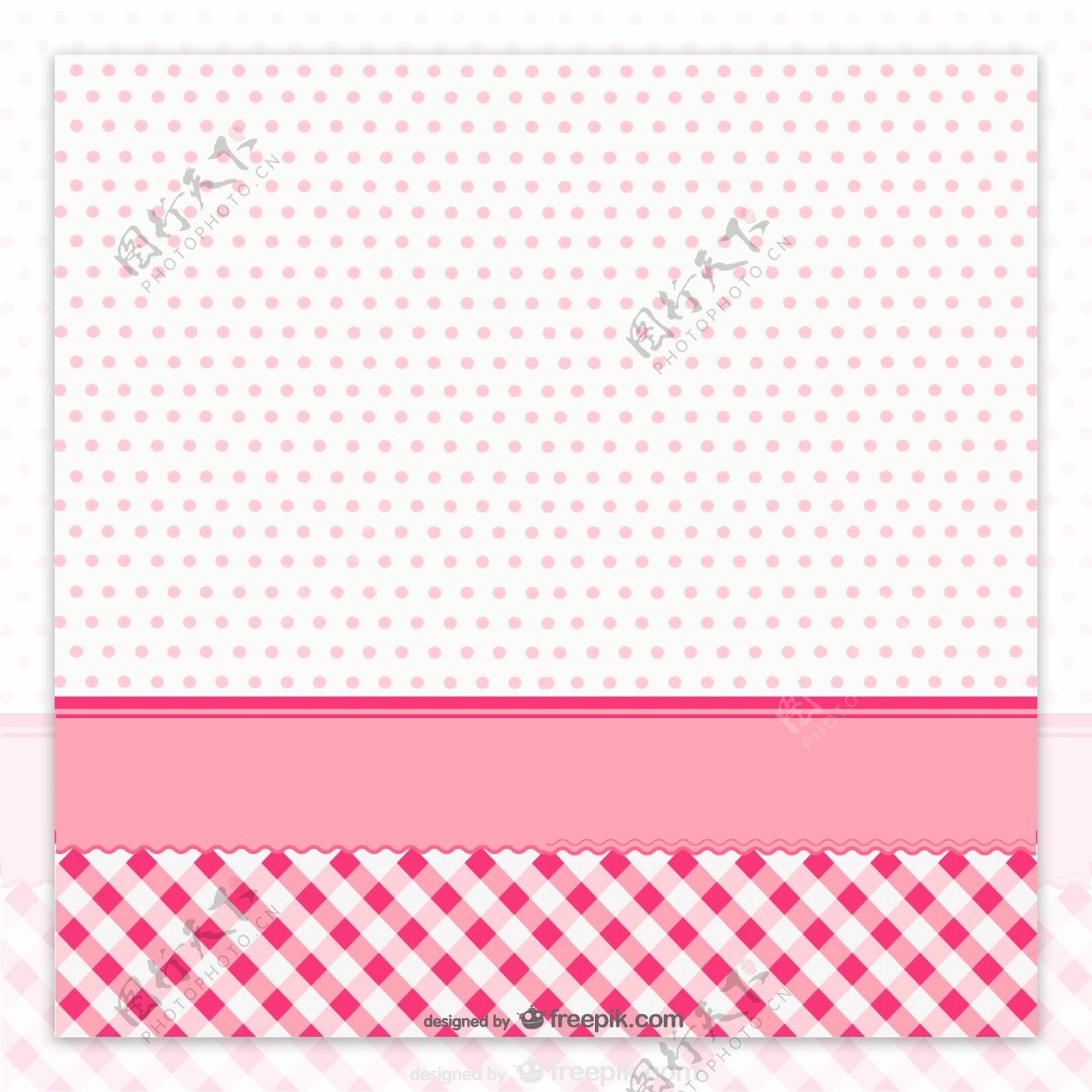 粉色水玉点与格子背景矢量素材图片