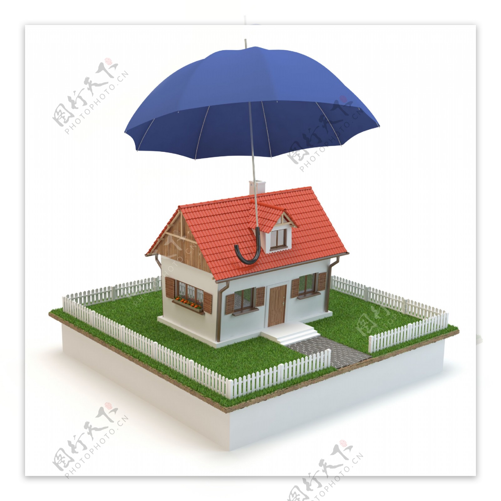 雨伞下的房子模型图片