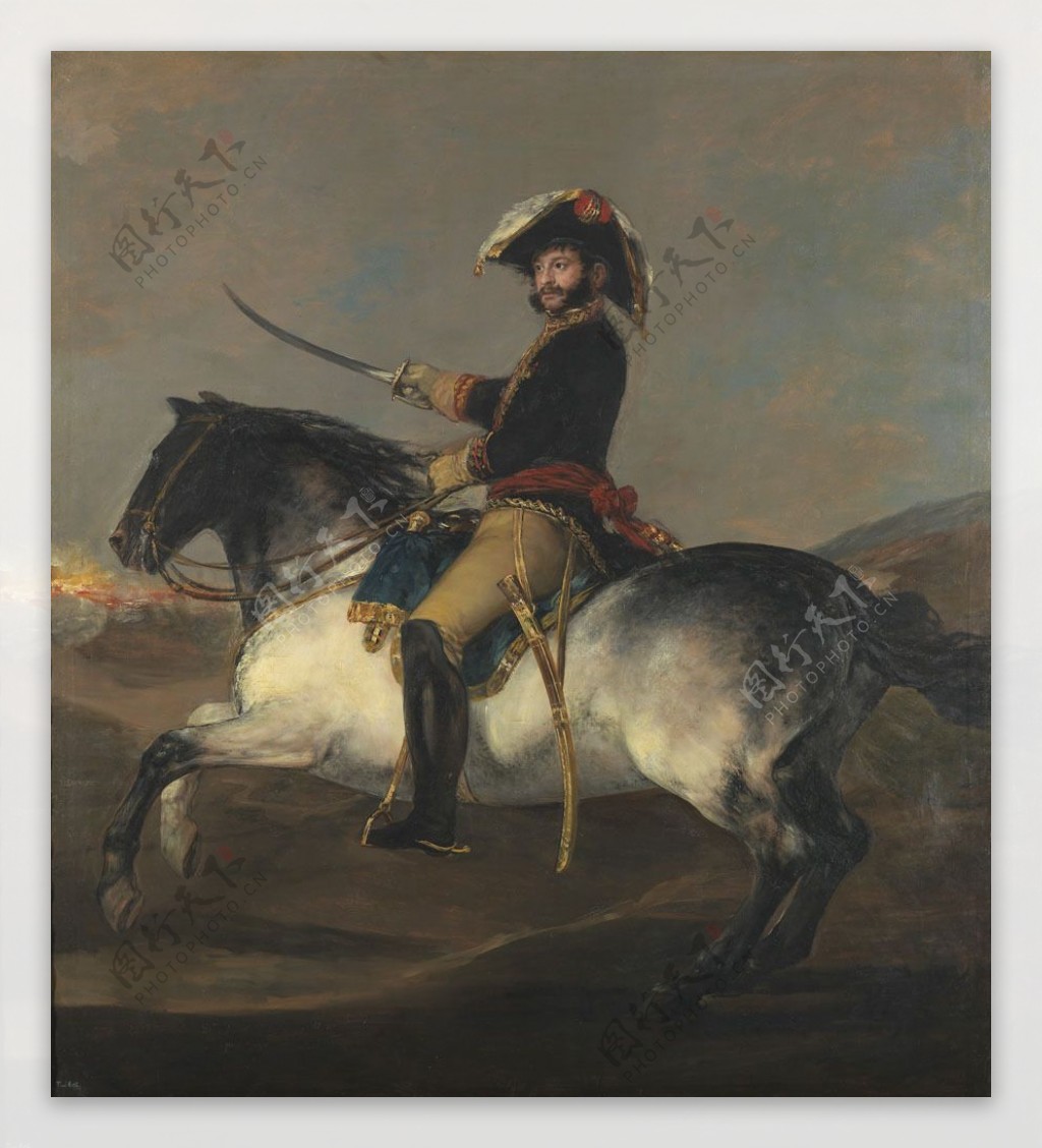 骑马的将军油画写生图片