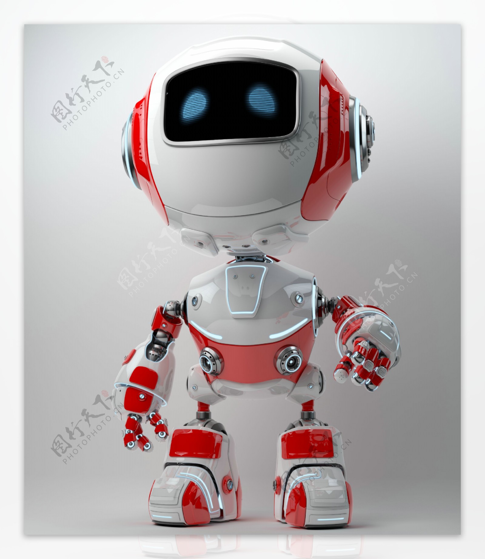 红白相间的小机器人图片