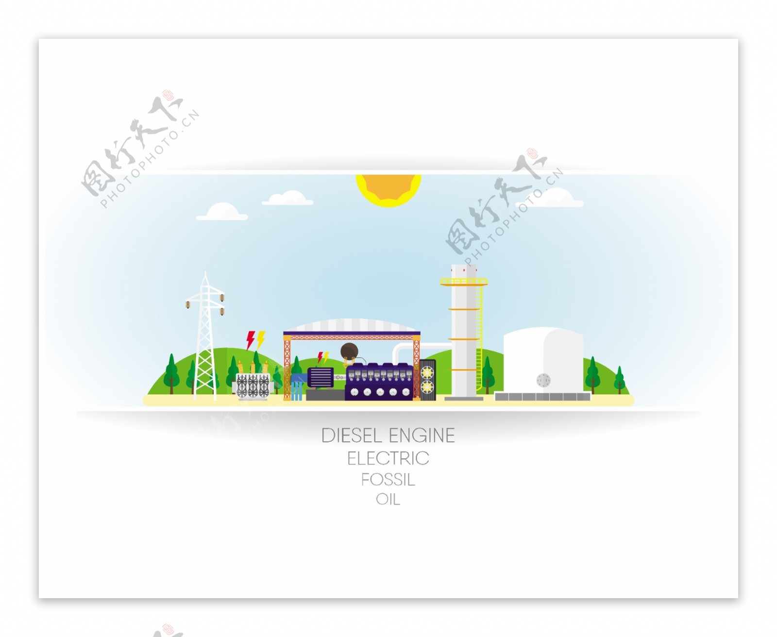 太阳能发电插画背景矢量素材下载
