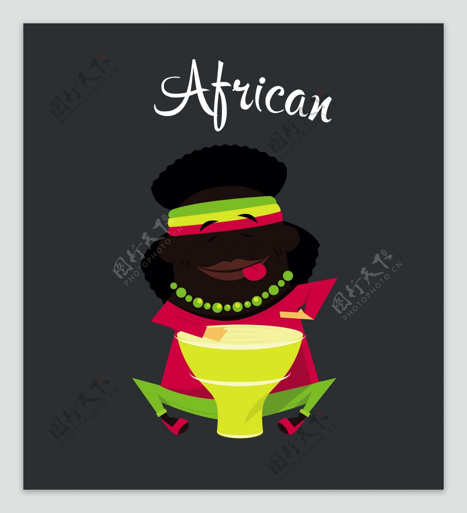 非洲男孩平面插图