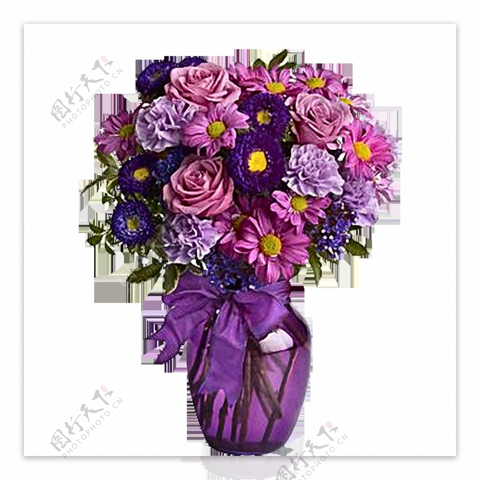 紫色花瓶插花花朵