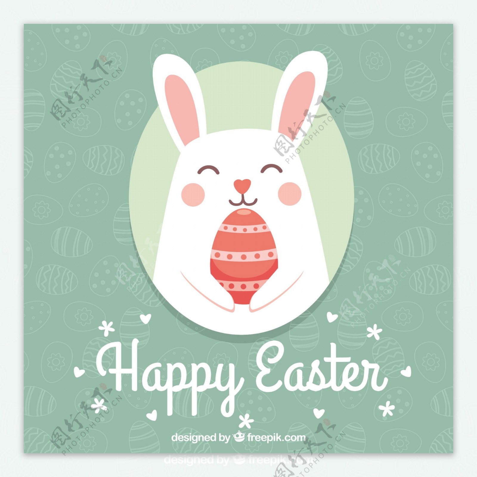 复活节彩蛋背景可爱兔子矢量素材