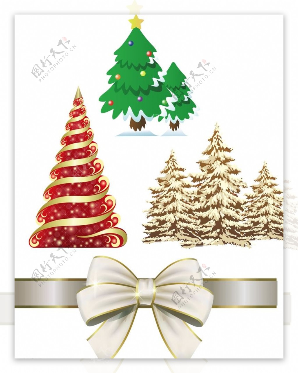 金色圣诞树蝴蝶结图片