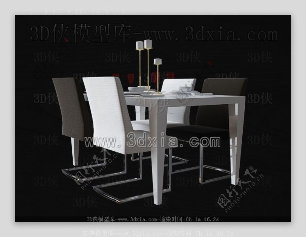 黑色和白色简约的餐桌