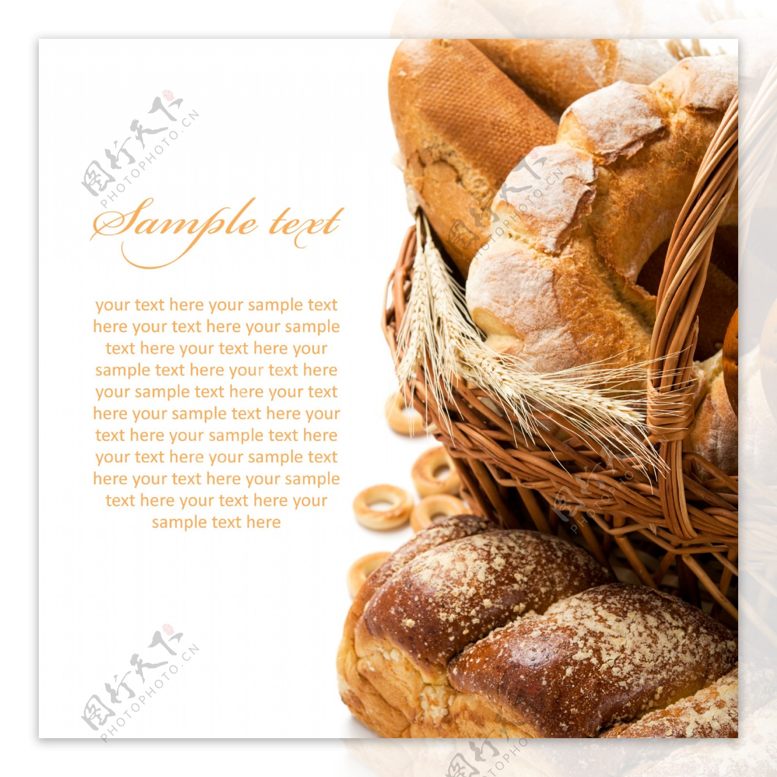 小麦与面包摄影图片