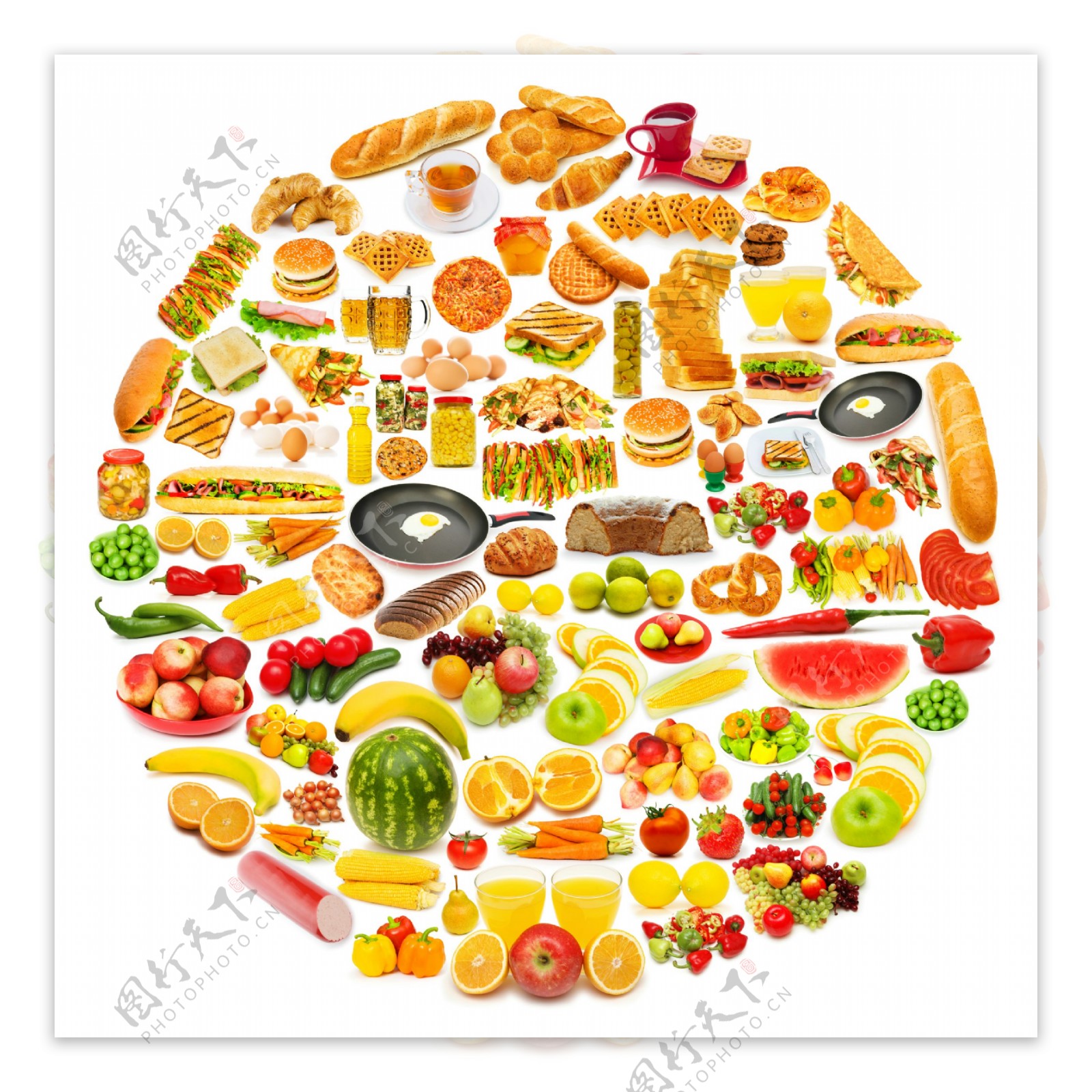 蔬菜水果与快餐图片