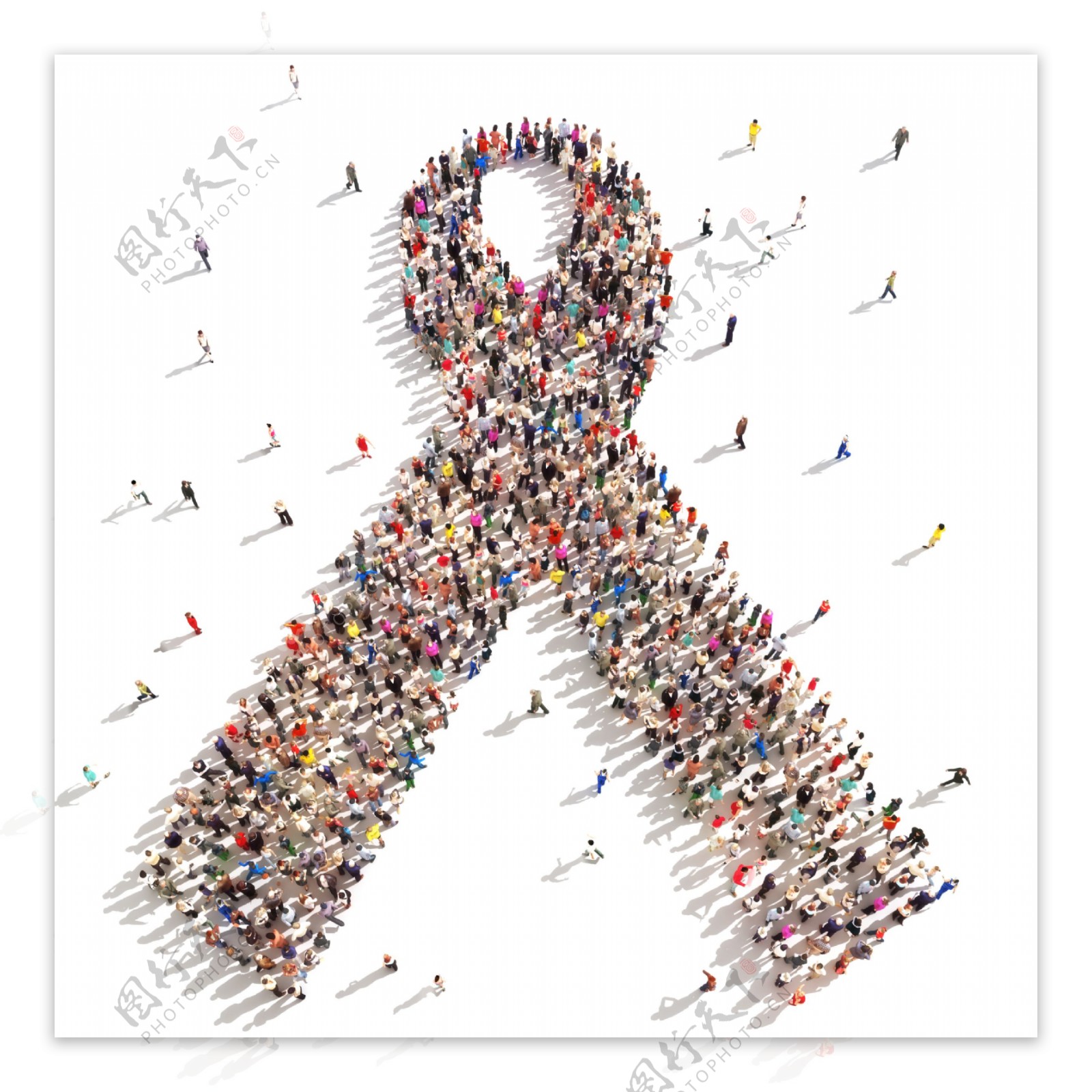 人群组成的艾滋标志图形图片