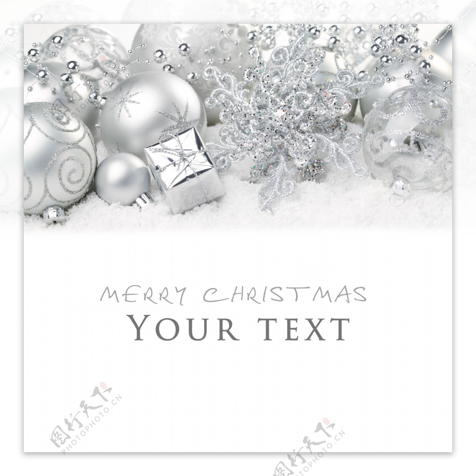 银色圣诞装饰品背景素材图片