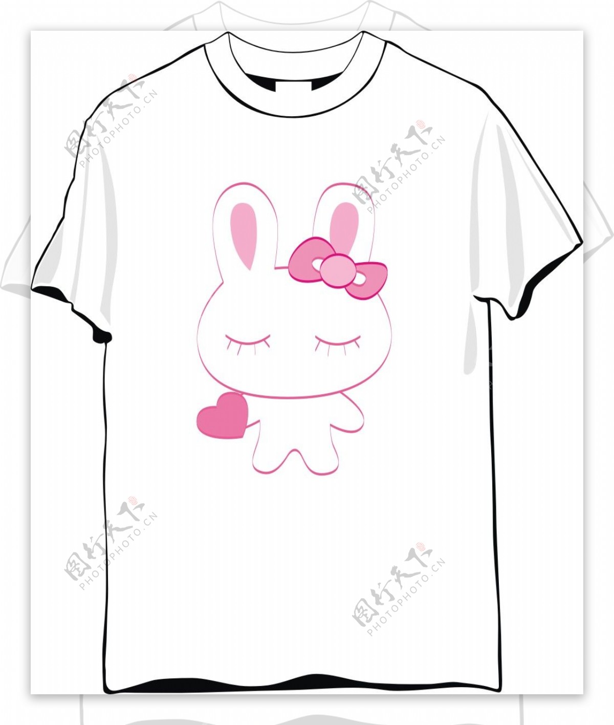 粉色兔子T恤素材