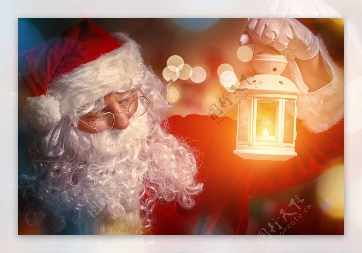 提着灯的圣诞老人图片