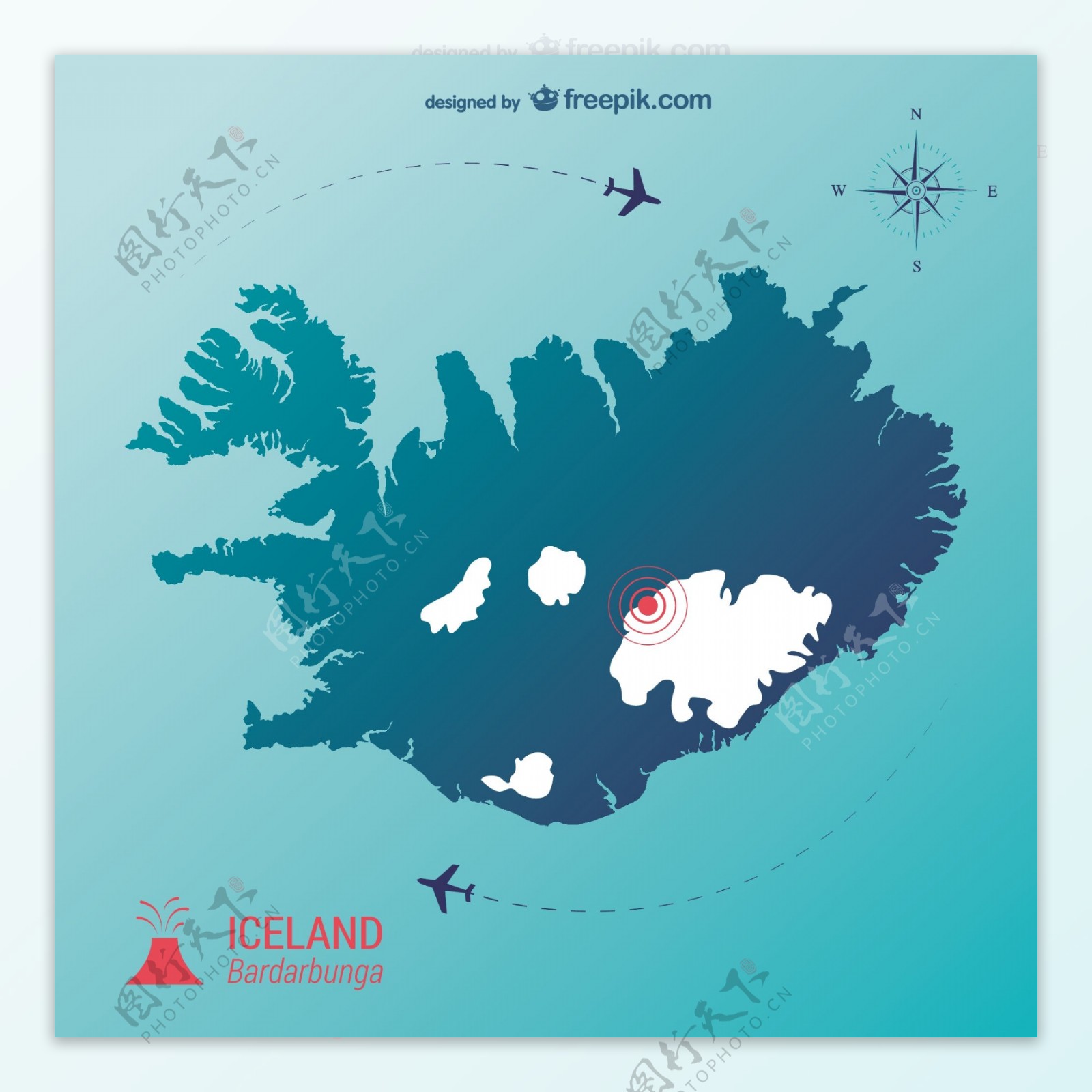 冰岛火山向量