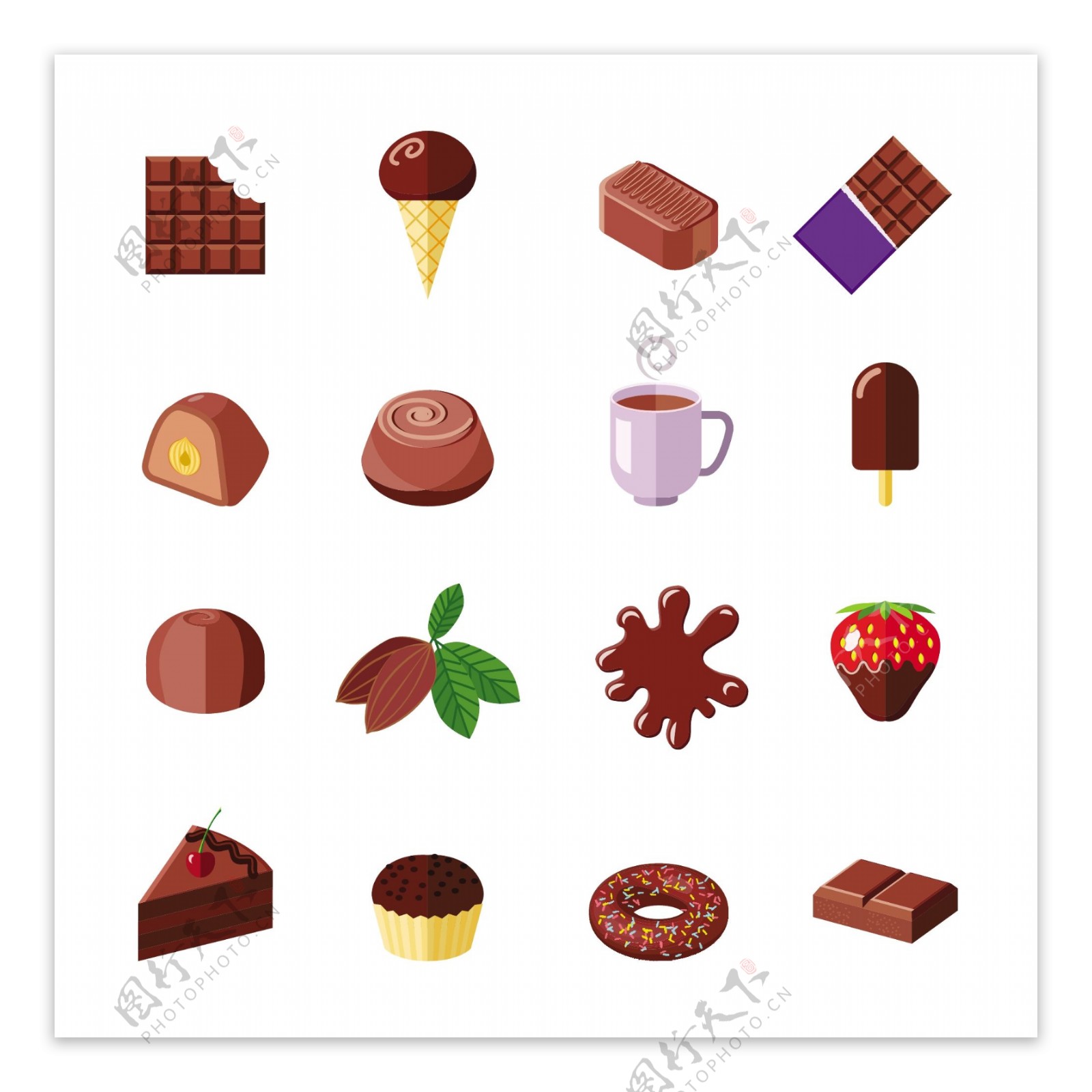 巧克力甜蜜图标集