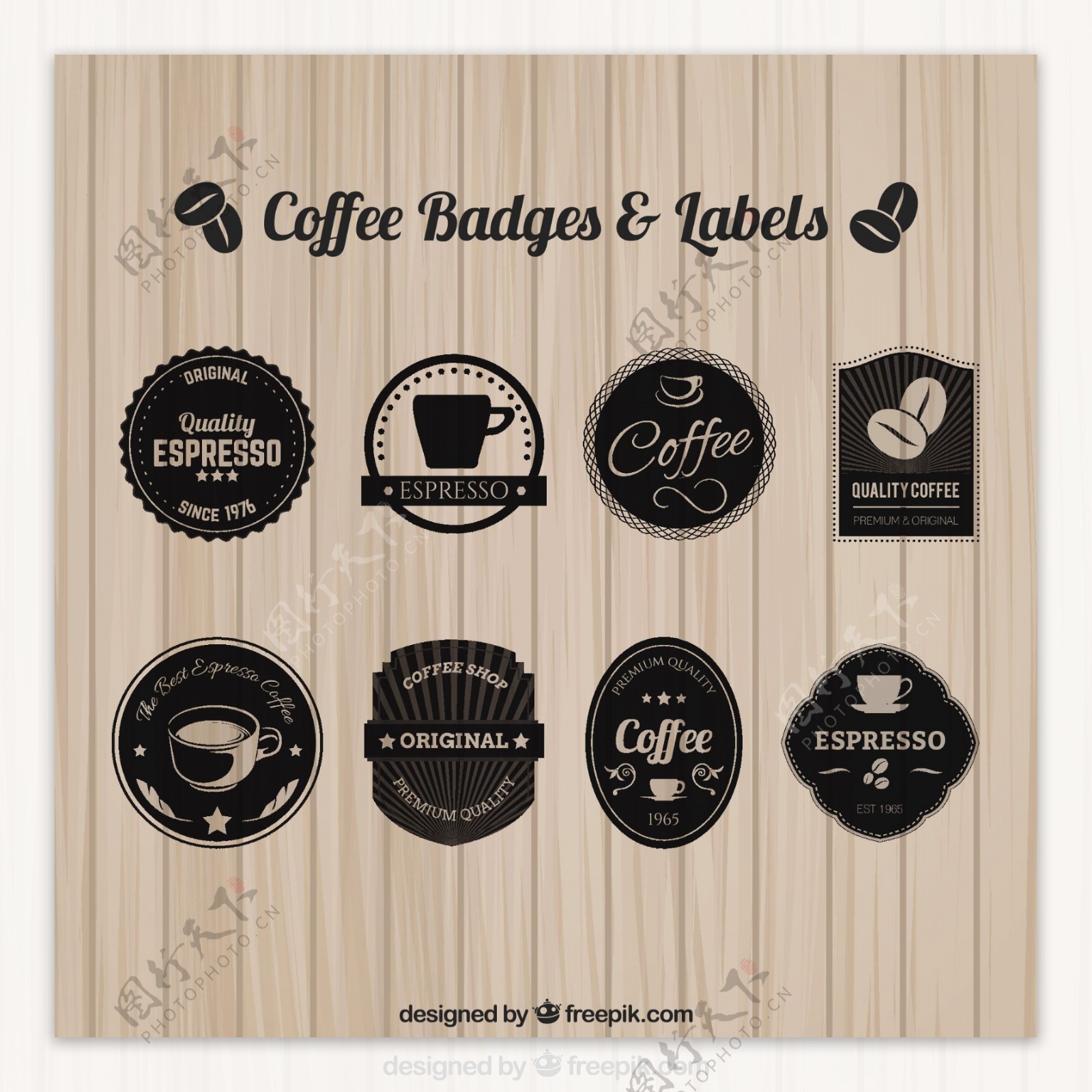 咖啡徽章和标签