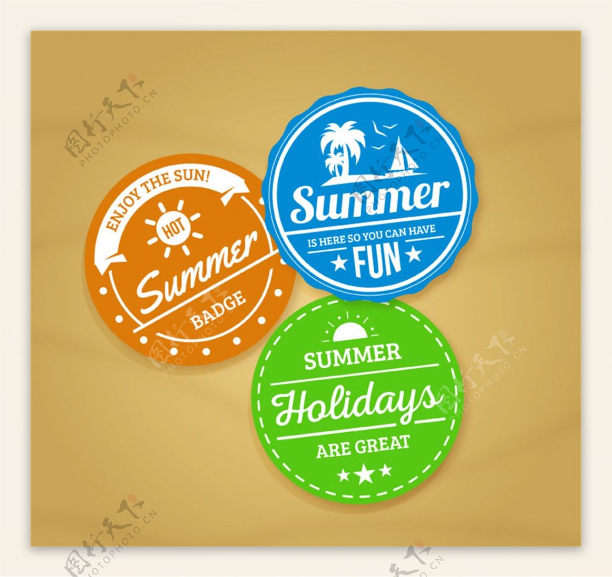 彩色夏季度假标签矢量素材