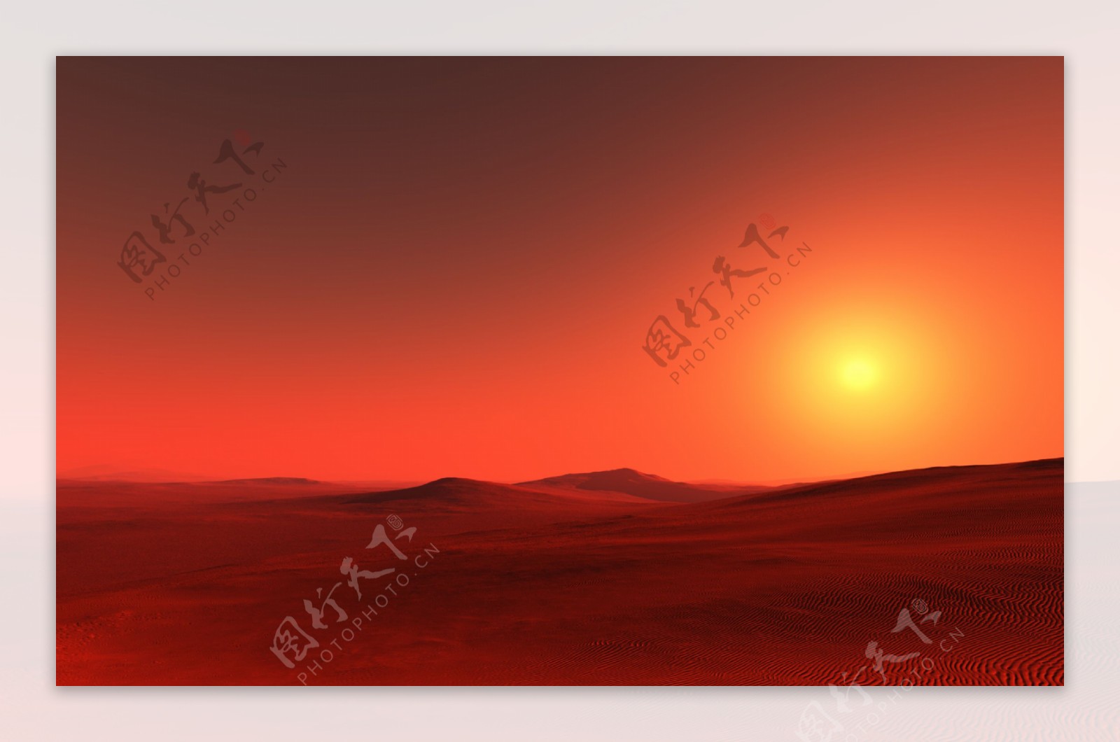 大漠霞光图片