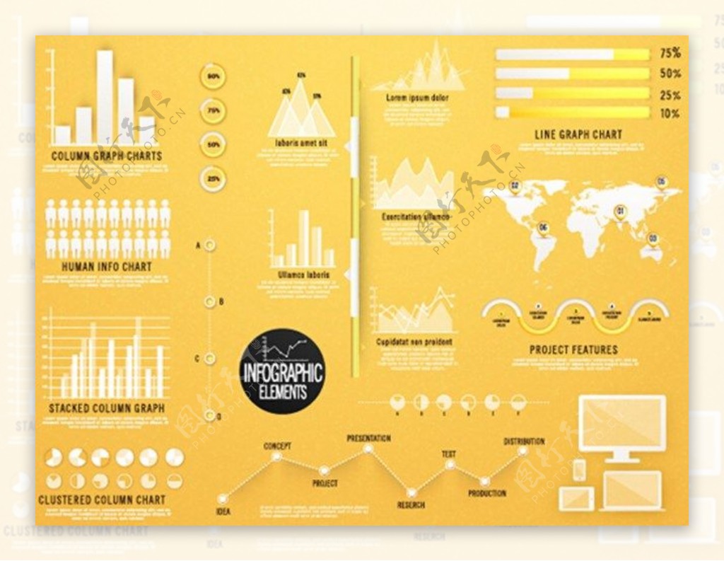 黄色商业信息图形背景图