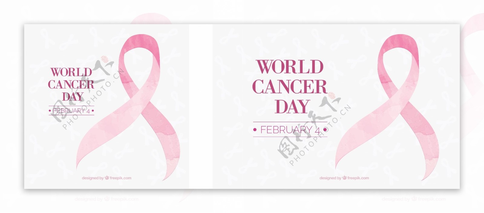 粉红水彩丝带世界癌症日的背景