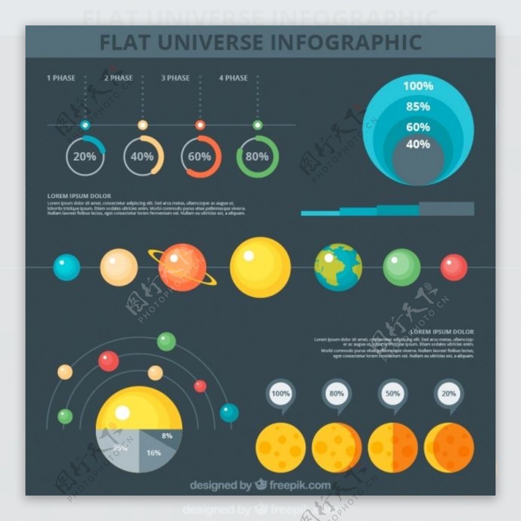 在银河系的不同的星球infography