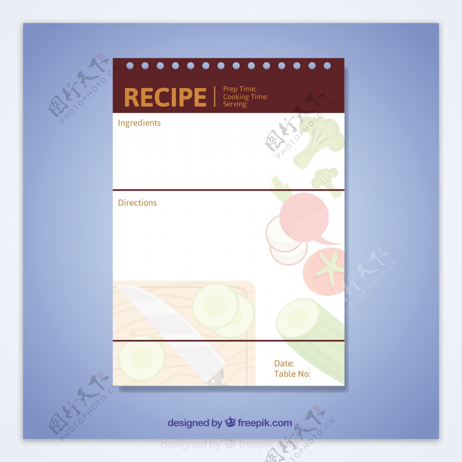 简单的厨房食谱模板