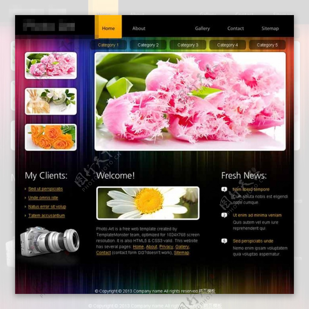 鲜花摄影Html5网站模板