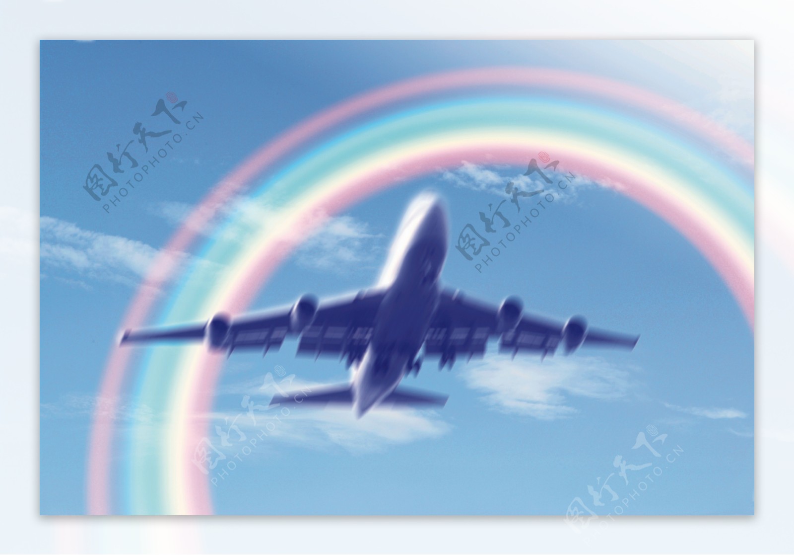 飞机与彩虹图片