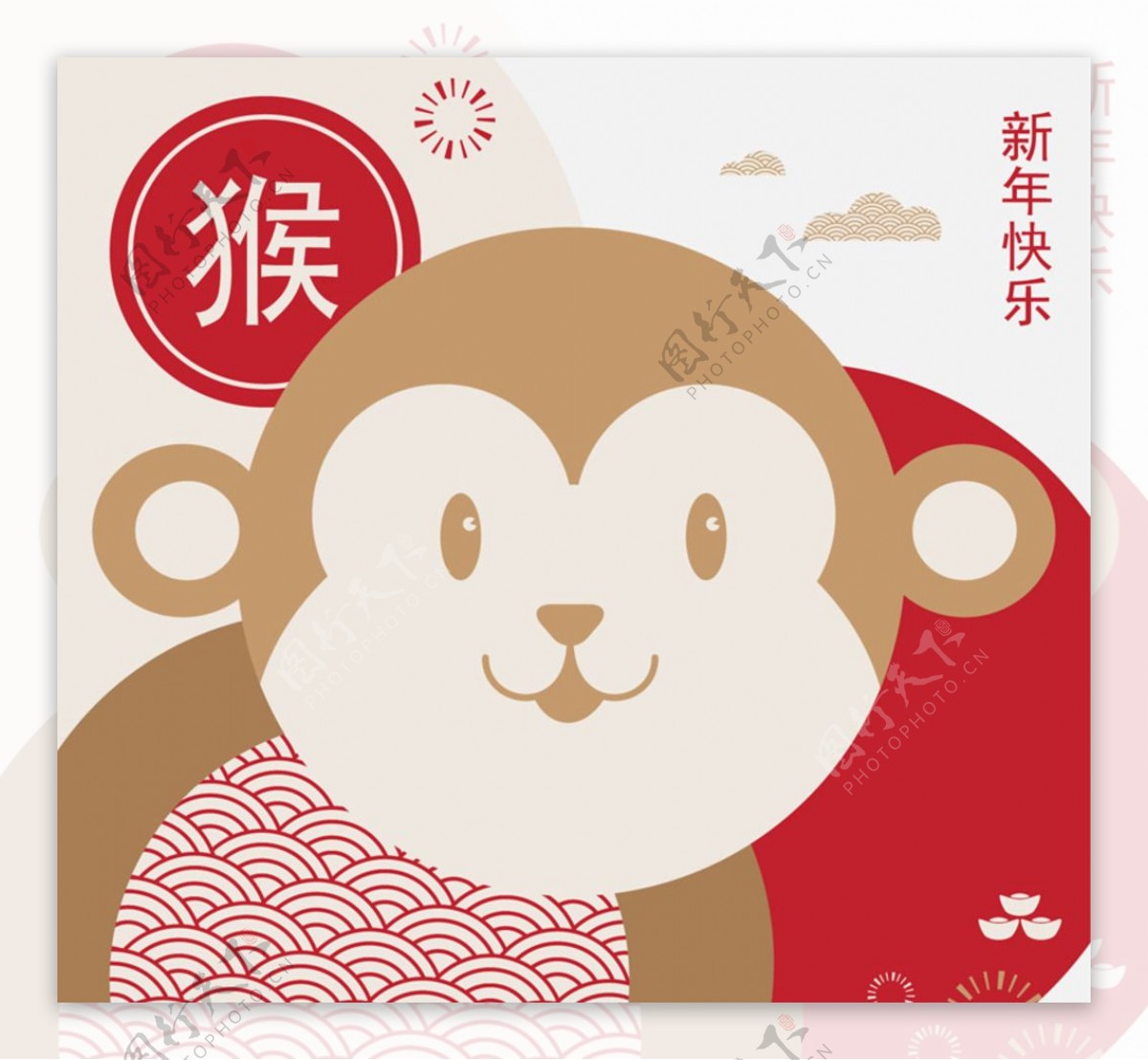 中国新年 2016 年庆祝活动的猴子设计模板免费下载_eps格式_314像素_编号42444006-千图网