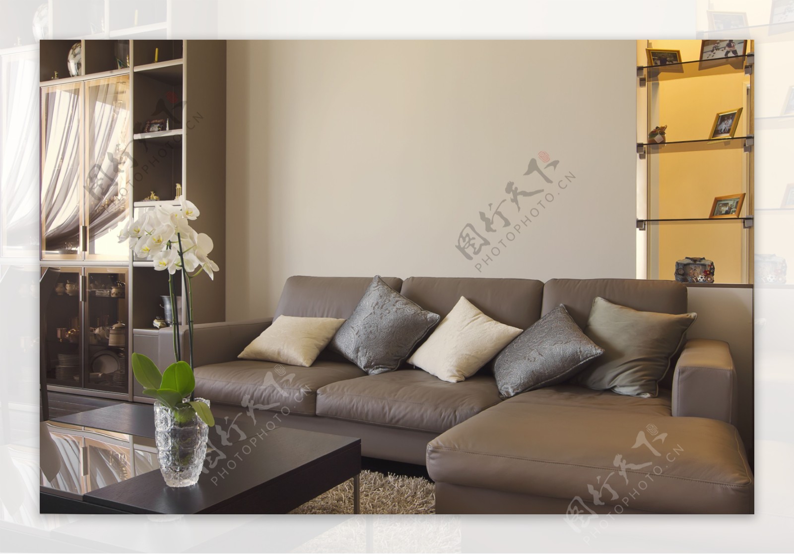 褐色沙发客厅效果图图片