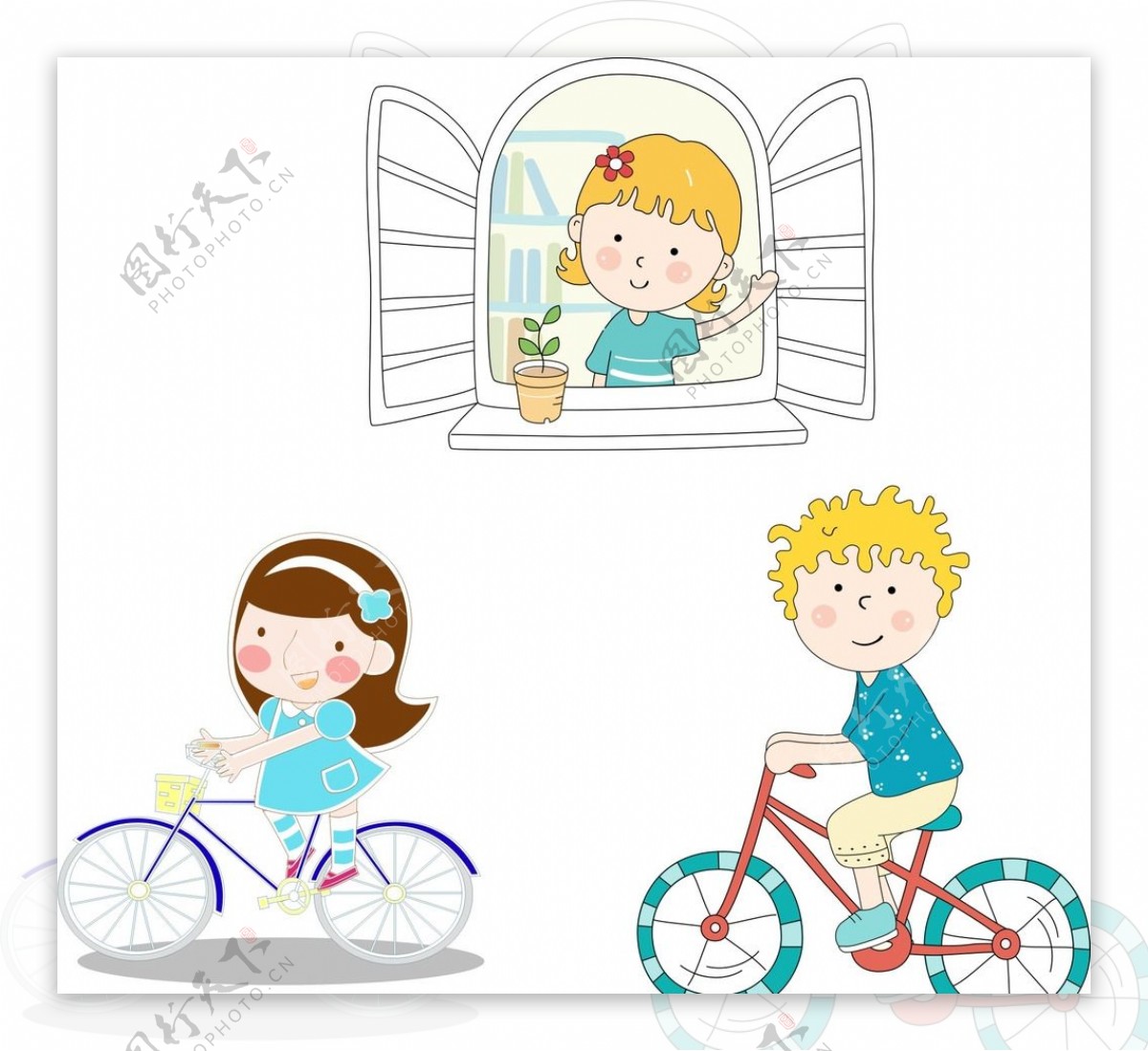 骑自行车的儿童