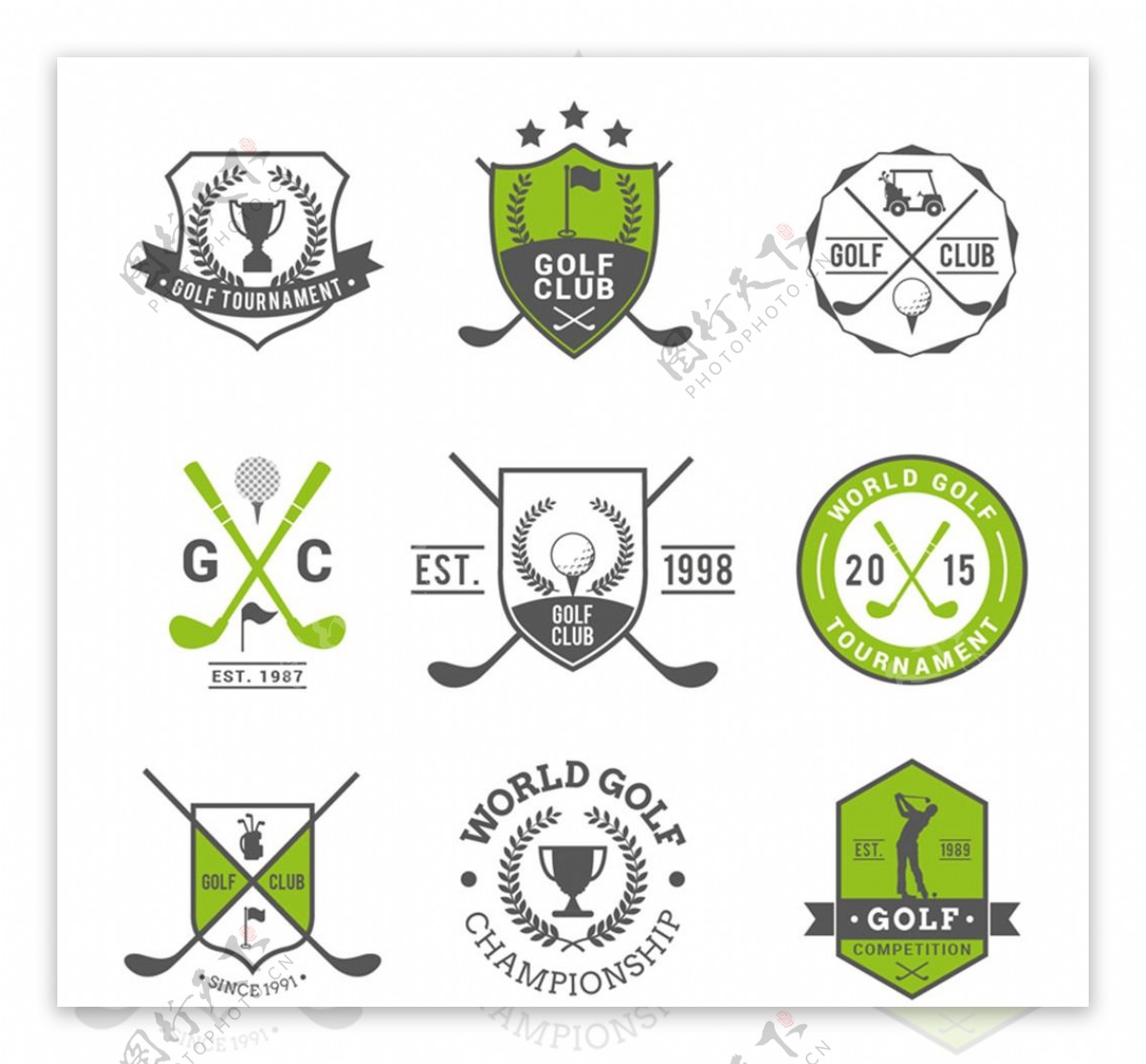 高尔夫俱乐部标签标志矢量图