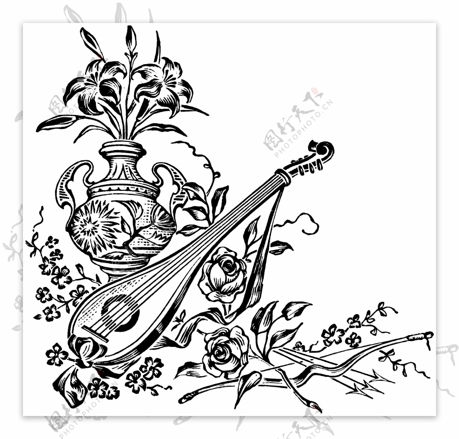 乐器图案古典纹饰欧式图案0288