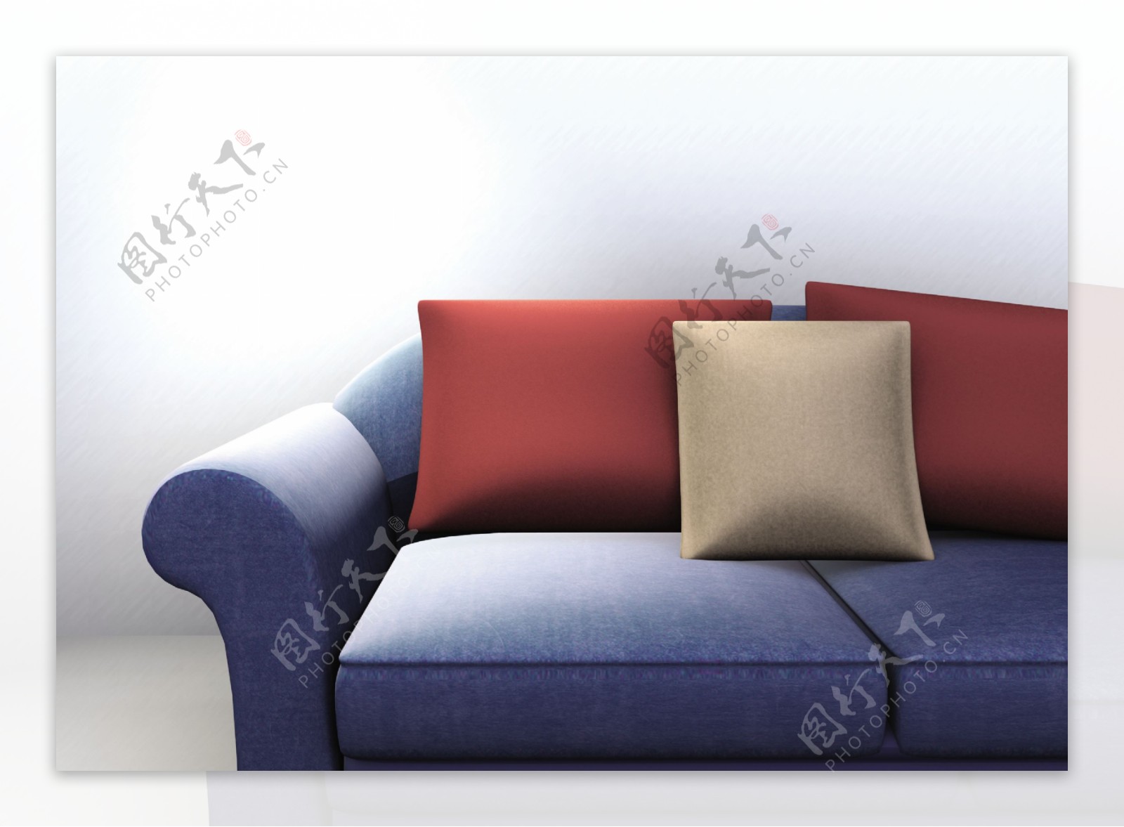 室内蓝色舒适沙发特写图片