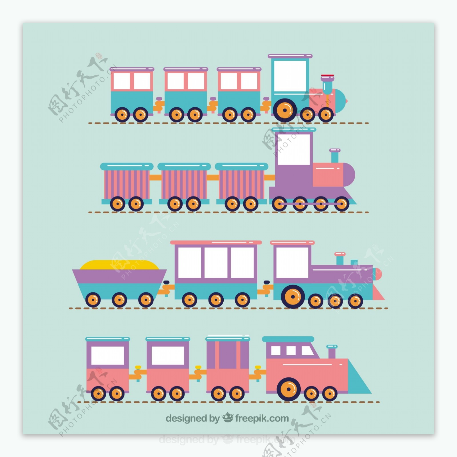 手绘可爱的玩具火车