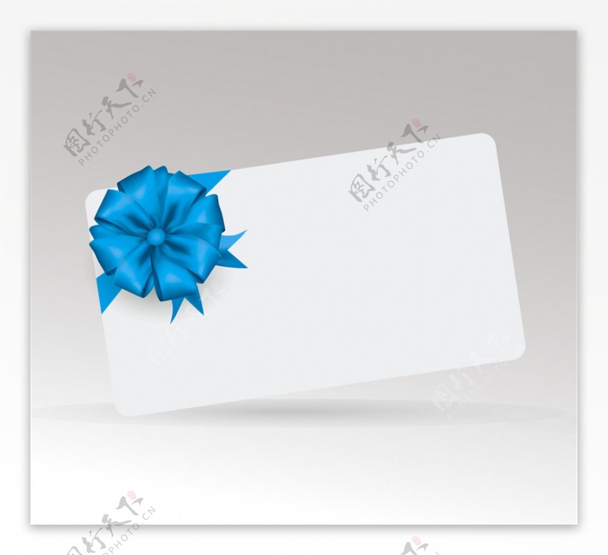 蓝色丝带花装饰空白卡片矢量素材
