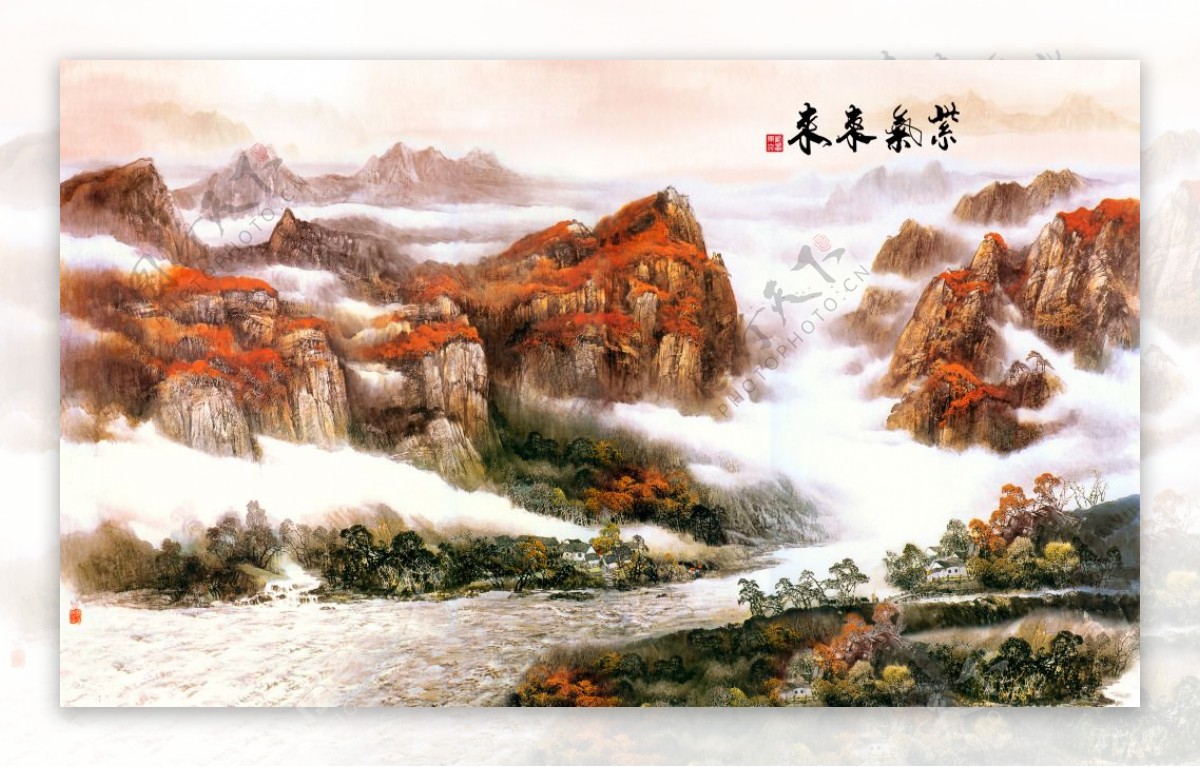 中式风景画背景墙