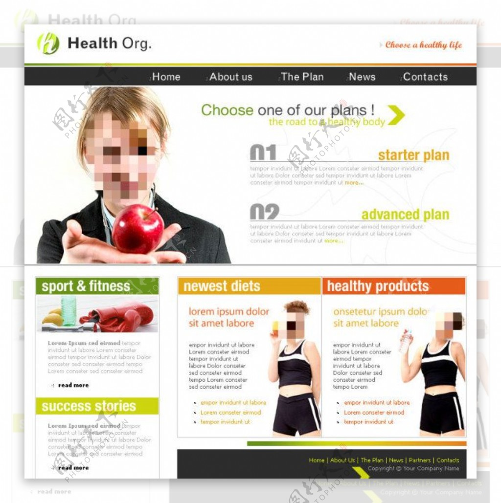 健康生活网站psd模板