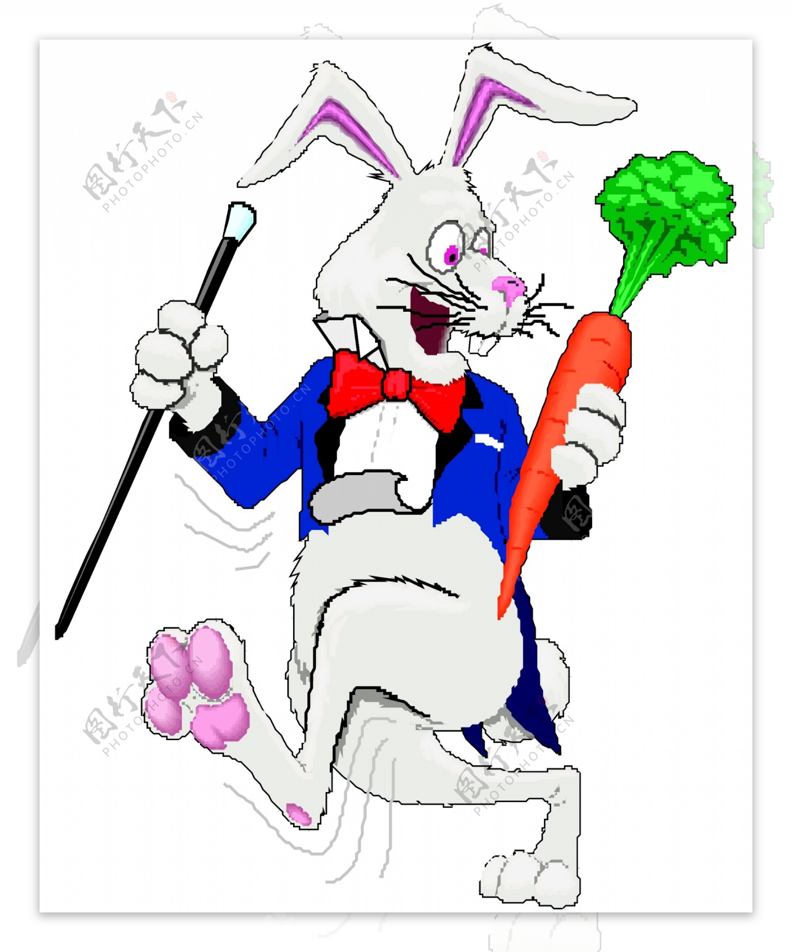 变魔术的小兔子拿着红萝卜