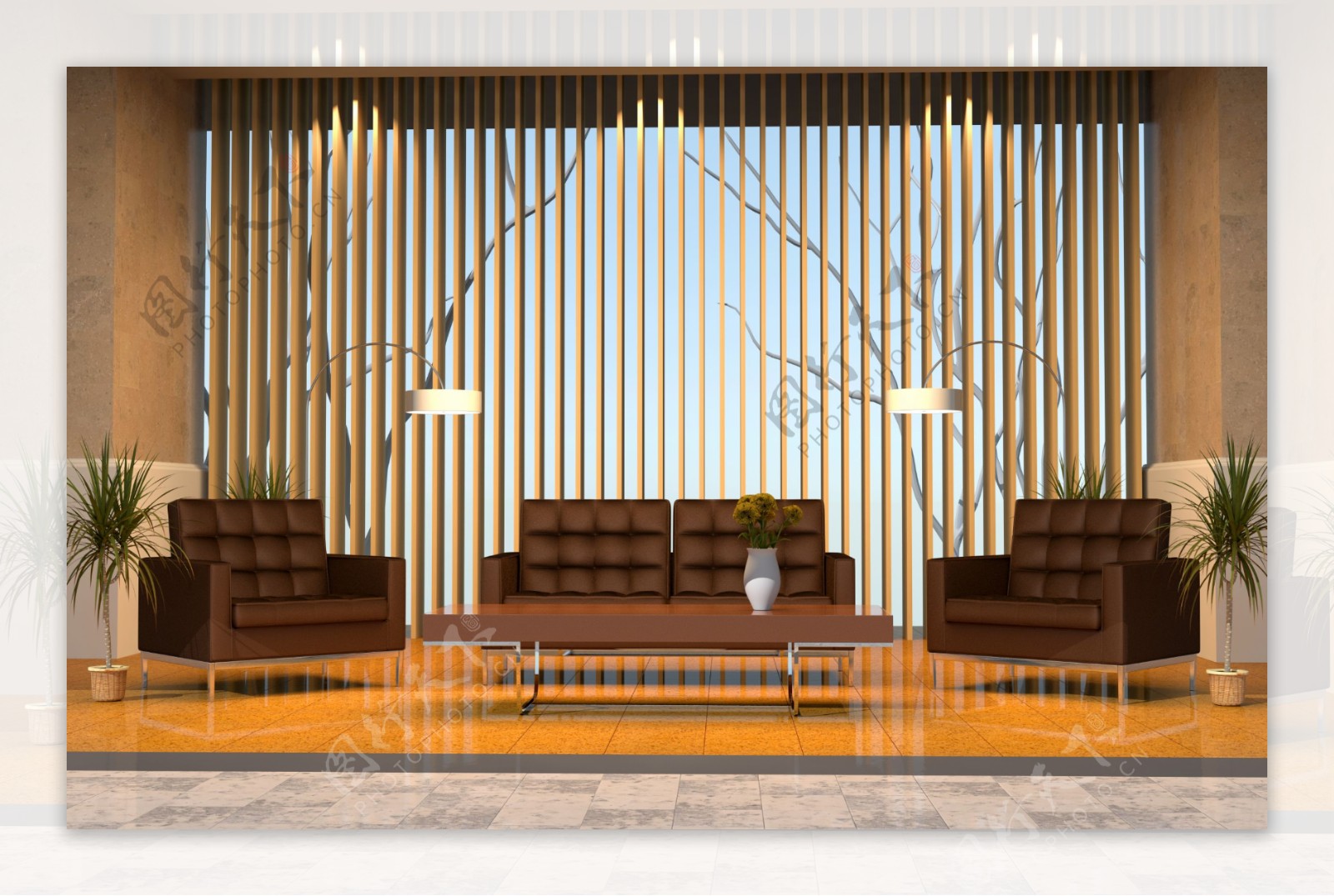 咖啡色沙发客厅效果图图片