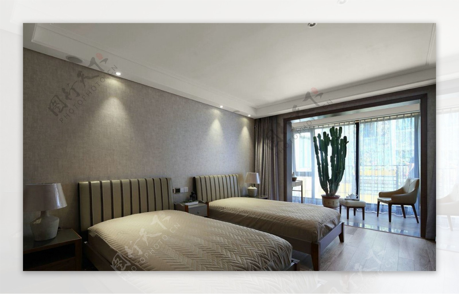 欧式时尚卧室大床落地窗设计图_家居设计_环境设计-图行天下素材网