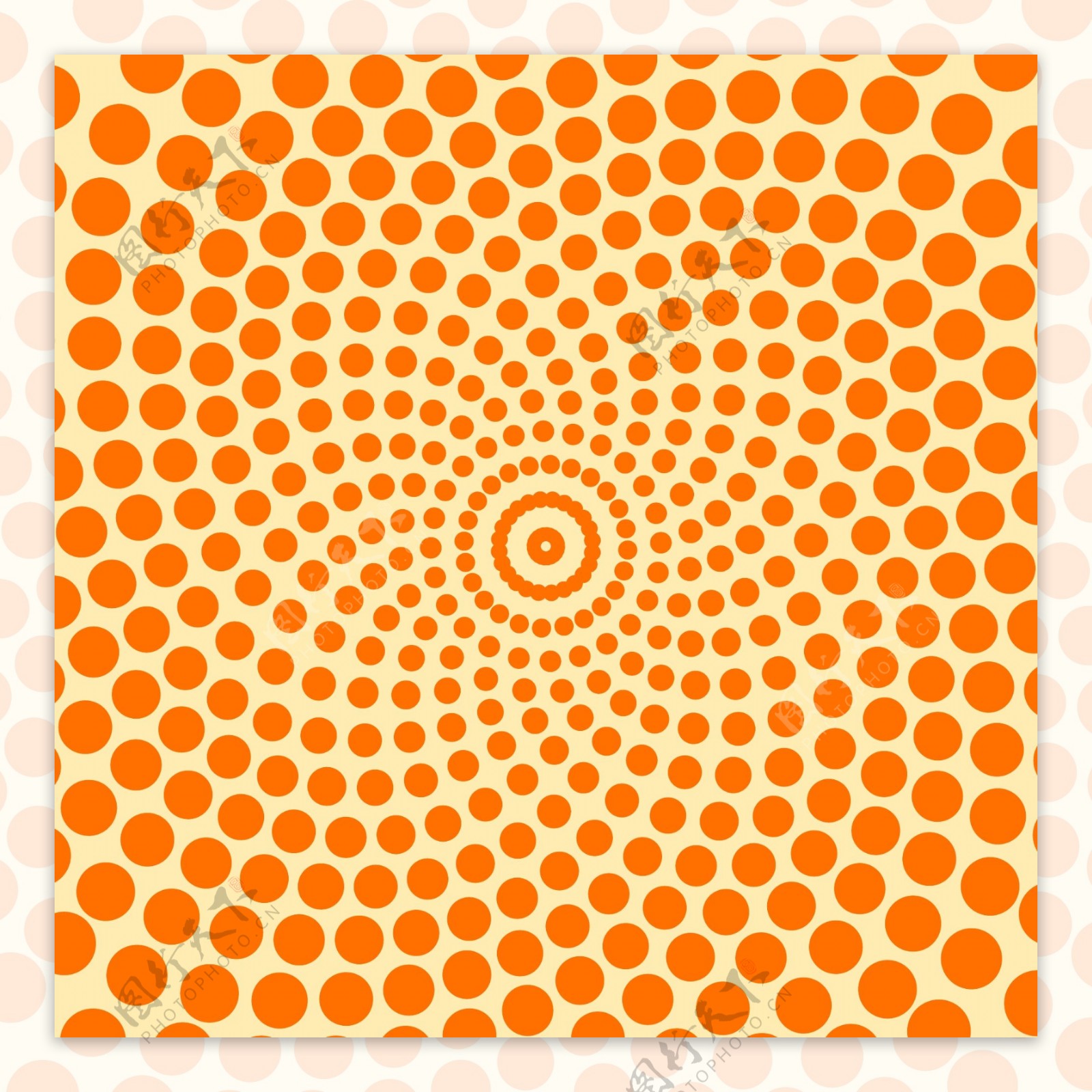 带点的橙色圆形几何背景