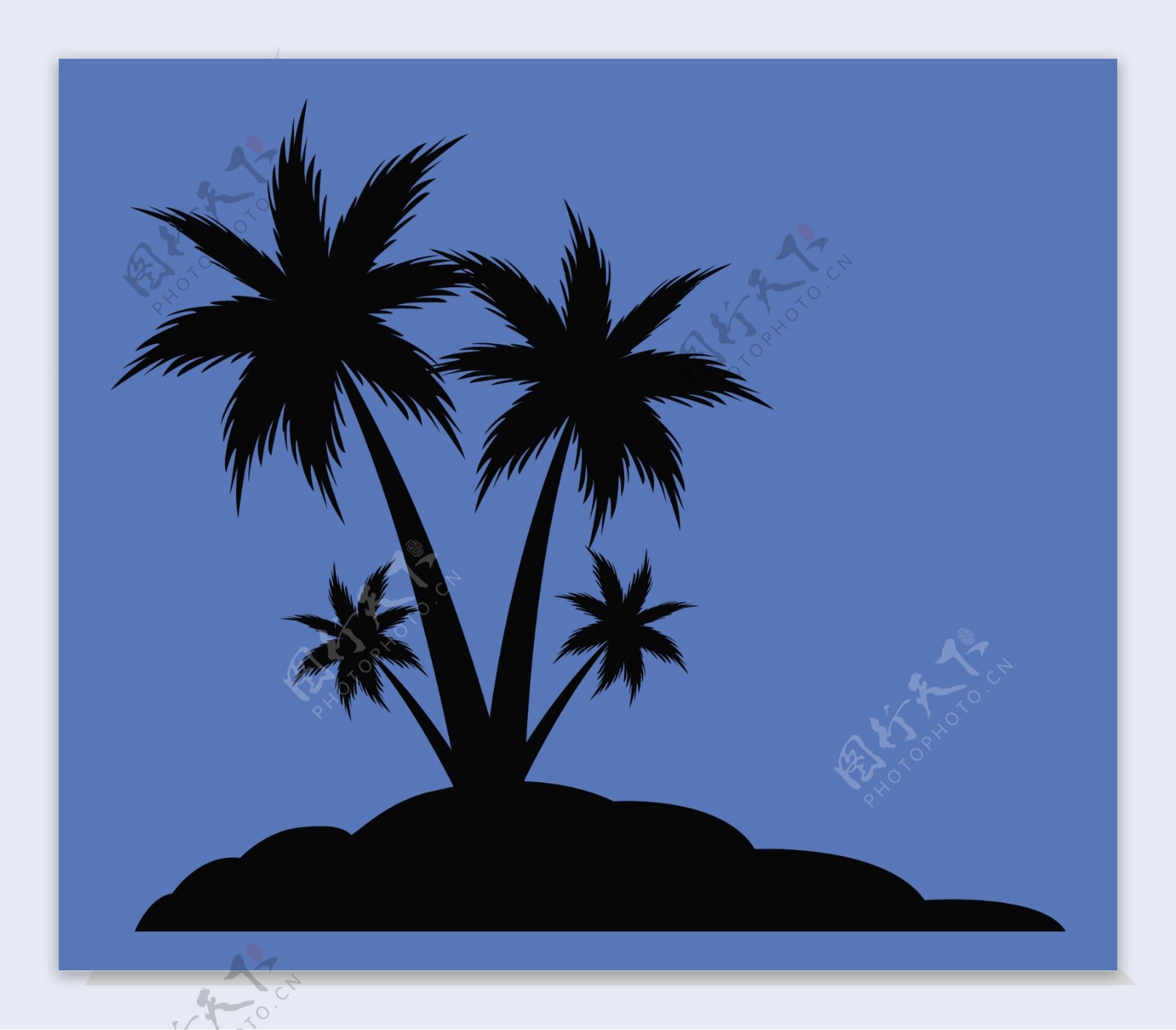 海滩和棕榈树的剪影