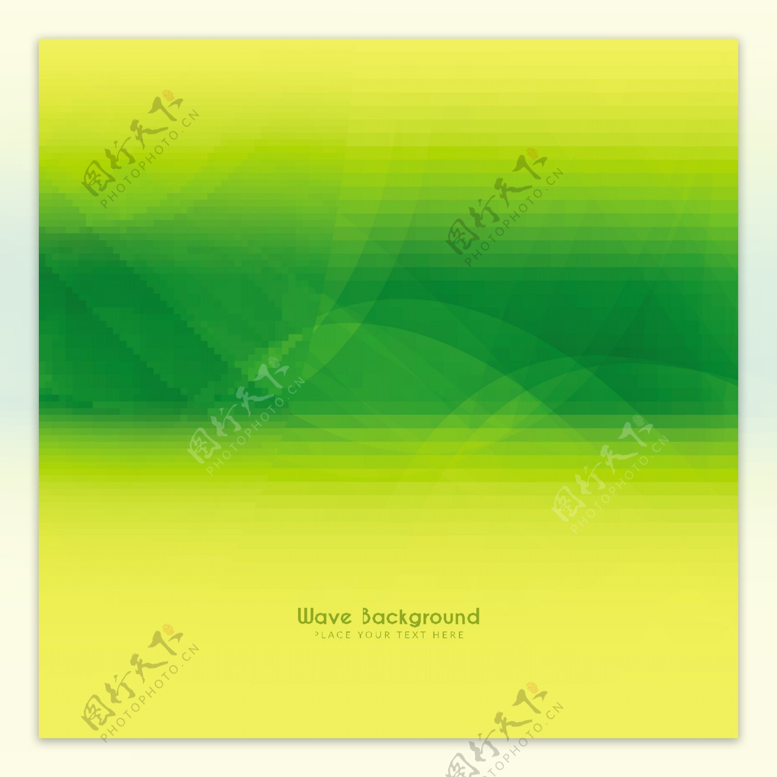 黄色和绿色的几何背景与波浪线