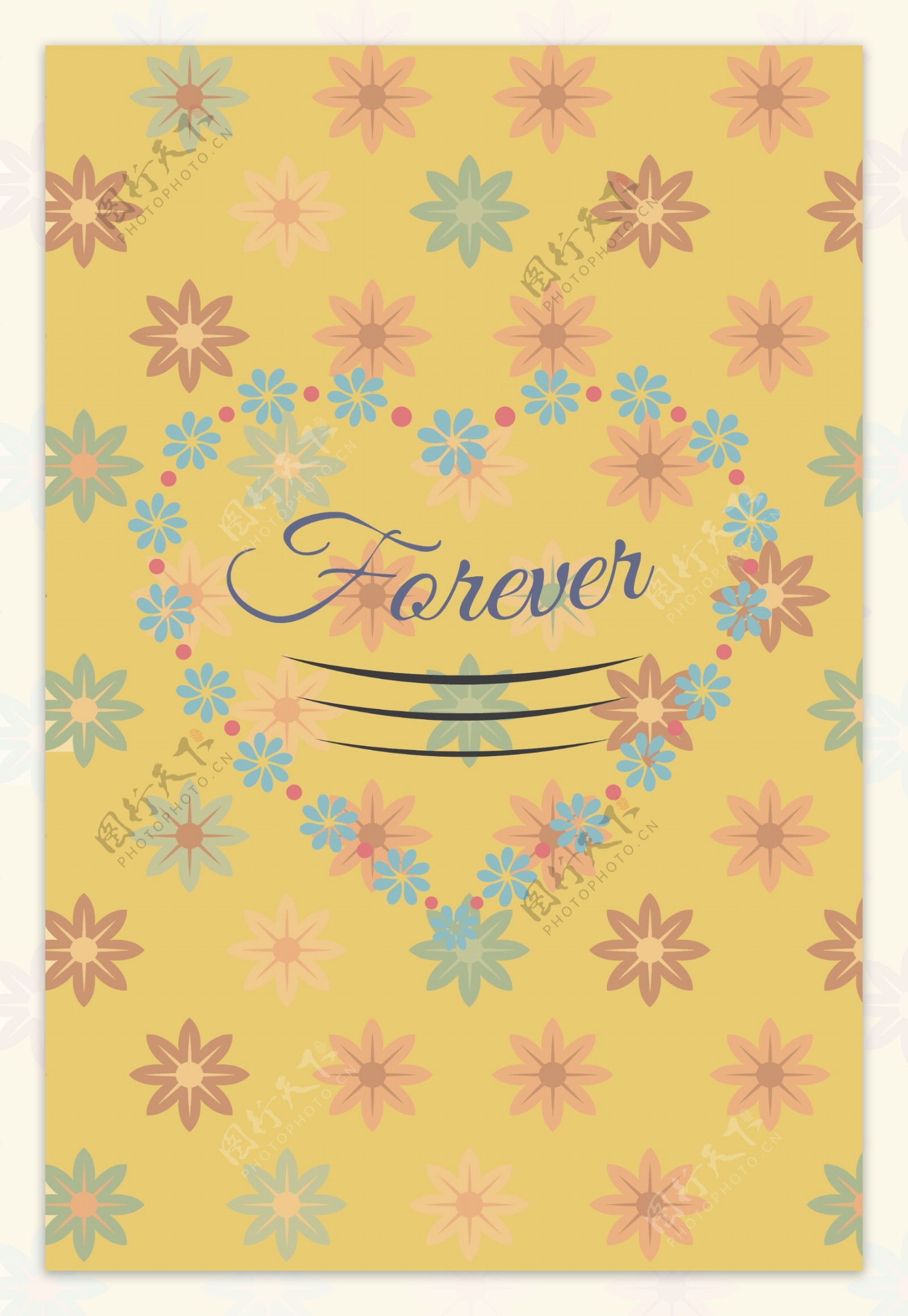 彩色花朵背景卡片模板下载