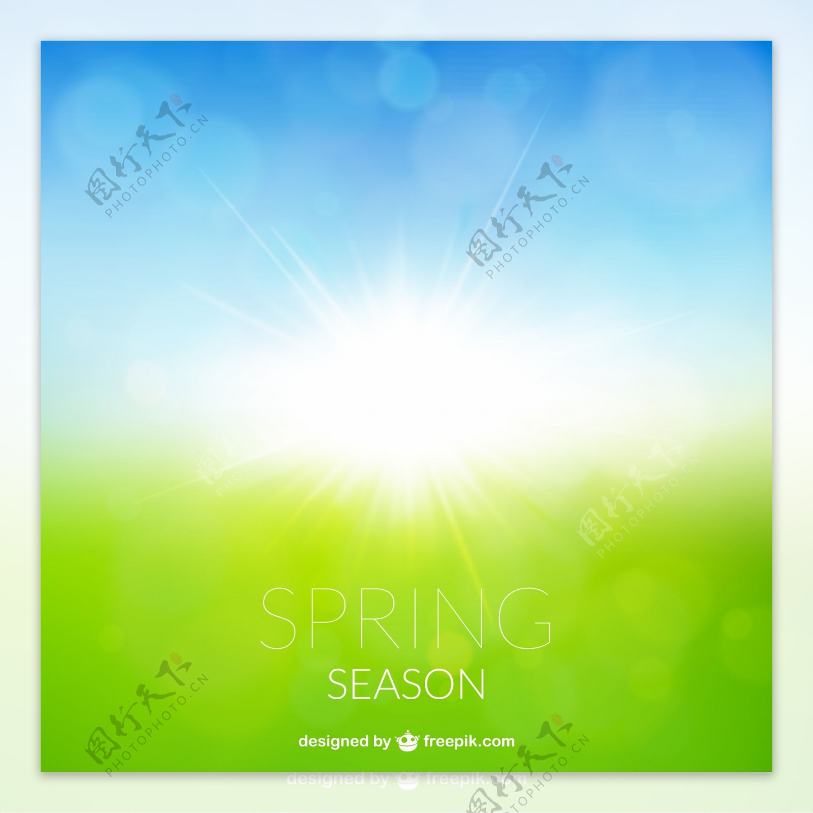 春天阳光草地背景矢量素材图片