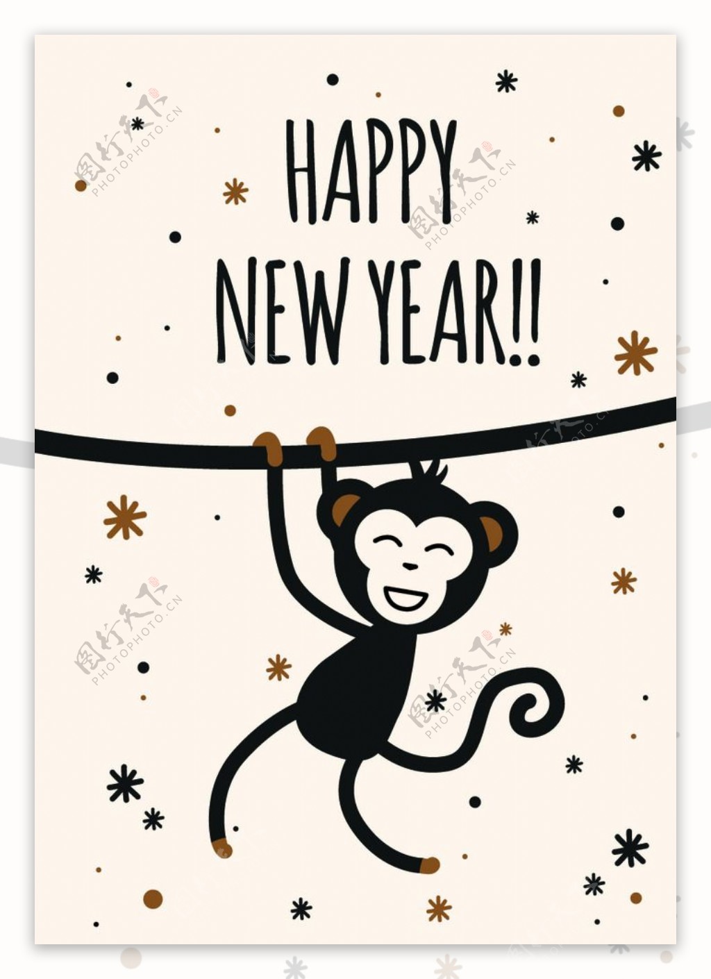 2016年有趣猴子新年贺卡